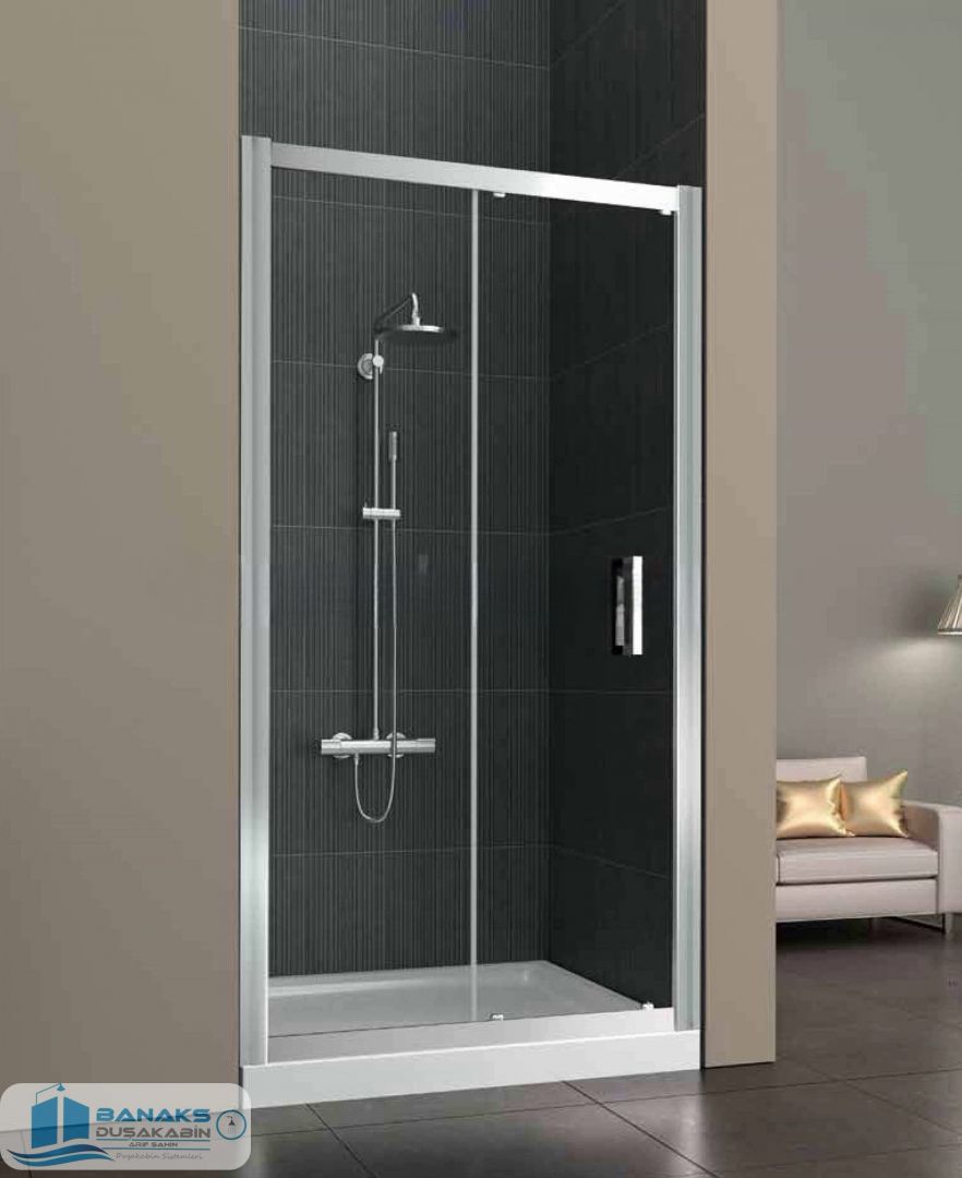 1 Sabit 1 Çalışır,İki Duvar Arası Cam Duşakabin