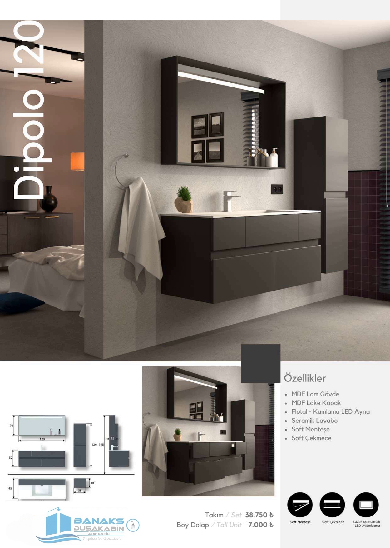 DİPOLO 120 BANYO DOLABI